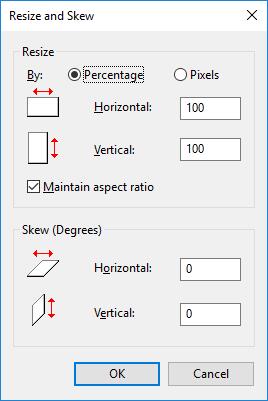 resize skew percentage